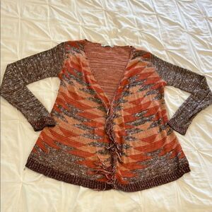 Maurices Women's Aztec Patterned Long Sleeves Open Front Cardigan Sweater Medium